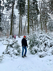 Image showing Boy in winter forest