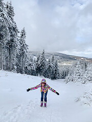 Image showing Girl in winter forest