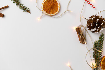 Image showing frame of garland lights and christmas decorations