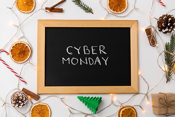 Image showing chalk board with cyber monday words on christmas