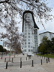 Image showing Urban architecture. Streamline marble facade building