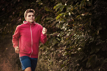 Image showing man jogging along a country road