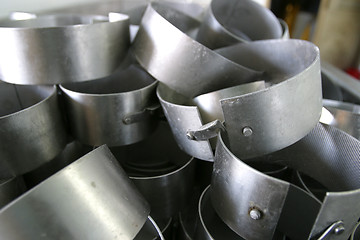 Image showing cheese moulds in modern dairy factory