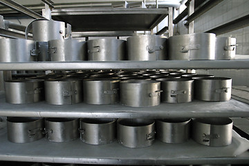 Image showing cheese moulds in modern dairy factory