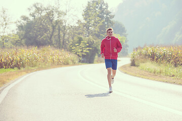 Image showing man jogging along a country road