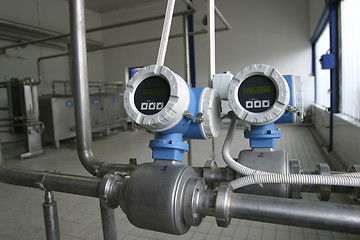 Image showing temperature control valves in dairy factory