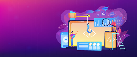 Image showing Cross-platform development concept banner header.