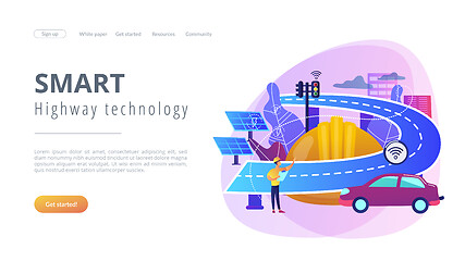 Image showing Smart roads construction concept landing page.