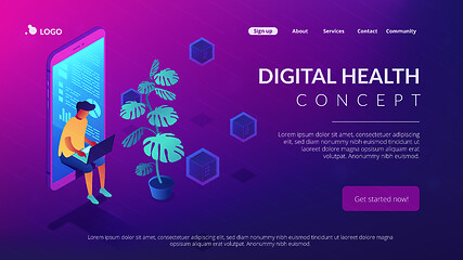 Image showing Digital era isometric 3D landing page.