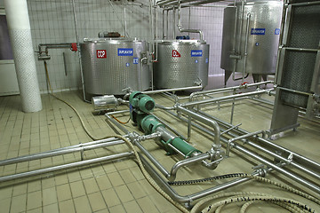 Image showing temperature controlled pressure tanks and valves in factory