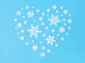 Image showing snowflake decorations in shape of heart