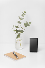 Image showing smartphone with black screen on white office table