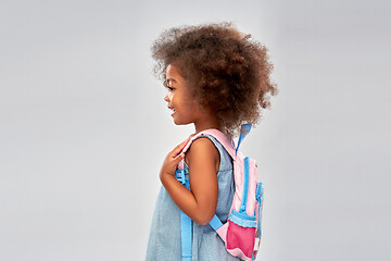 Image showing happy little african american girl with backpack