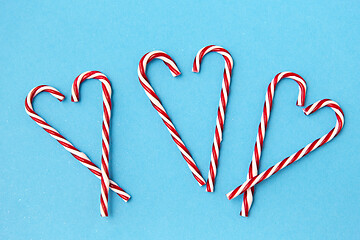 Image showing candy cane decorations in shape of hearts