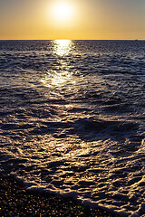 Image showing Red sunset over the sea. Beautiful sunset.