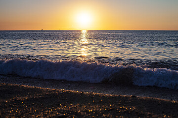 Image showing Red sunset over the sea. Beautiful sunset.