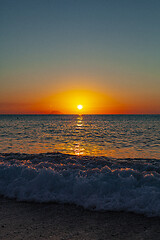 Image showing Red sunset over the sea. Beautiful sunset.