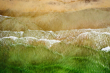 Image showing Abstract wave sea beach on top view.