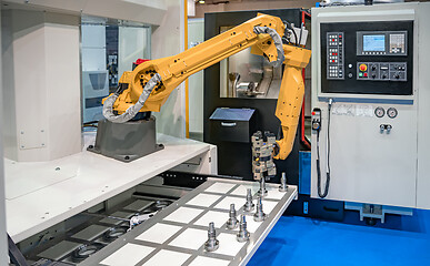 Image showing Robotic Arm modern industrial technology. Automated production c