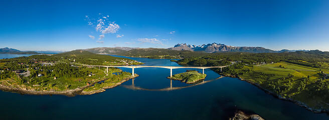 Image showing Panorama Beautiful Nature Norway natural landscape. Whirlpools o