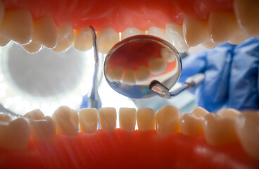 Image showing Patient at a dentist appointment in a dental clinic. View from i