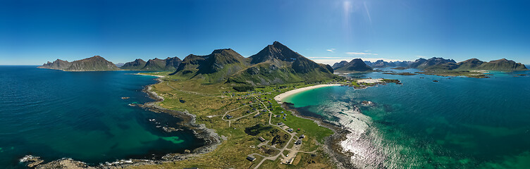 Image showing Panorama Beach Lofoten archipelago islands beach