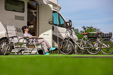 Image showing Family vacation travel RV, holiday trip in motorhome