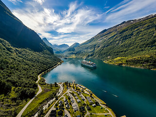 Image showing Geiranger fjord, Beautiful Nature Norway.