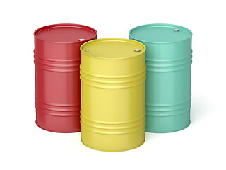 Image showing Steel barrels with different colors