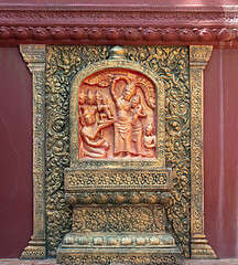 Image showing Khmer style wall relief in Phnom Penh, Cambodia