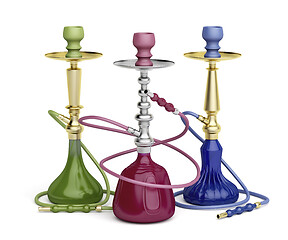 Image showing Hookahs with different designs and colors