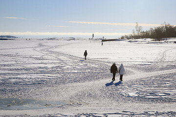 Image showing Walking on Frozen Sea in Helsinki, Finland