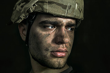 Image showing Portrait of young male soldier