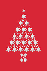 Image showing Abstract Christmas Tree Silver Star Pattern  