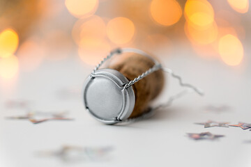 Image showing champagne bottle cork at christmas party