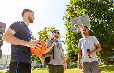 Image showing group of male friends going to play basketball