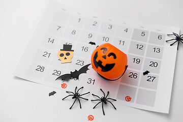 Image showing halloween party decorations and calendar