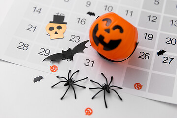 Image showing halloween party decorations and calendar