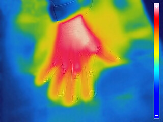 Image showing Thermal image of Human hand and finger using Thermal camera