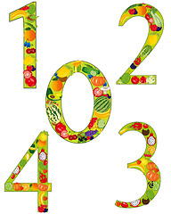 Image showing Numerals from fruit on white background is insulated