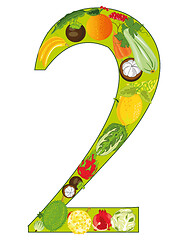 Image showing Numeral two decorative from fruit and vegetables