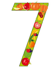 Image showing Numeral seven from fruit on white background is insulated