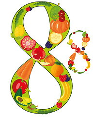 Image showing Decorative numeral eight from fruit and vegetables