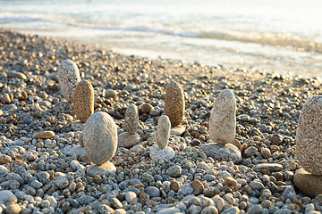 Image showing Beautiful seascape, amazing view of pebble coastline in mild sun