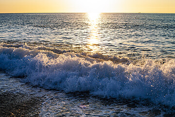 Image showing Red sunset over the sea. Beautiful sunset.