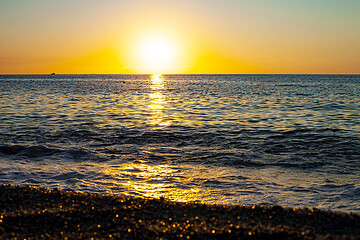 Image showing Red sunset over the sea. Beautiful sunset.