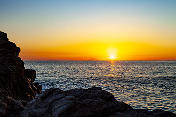 Image showing Red sunset over the sea. Beautiful sunset. 