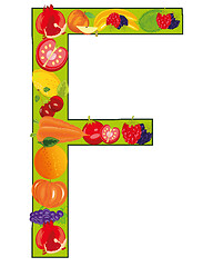 Image showing English letter F from fruit and vegetables