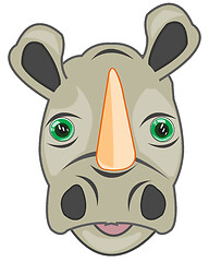 Image showing Vector illustration of the cartoon of the head animal rhinoceros