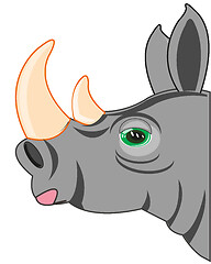 Image showing Portrait animal rhinoceros on white background is insulated